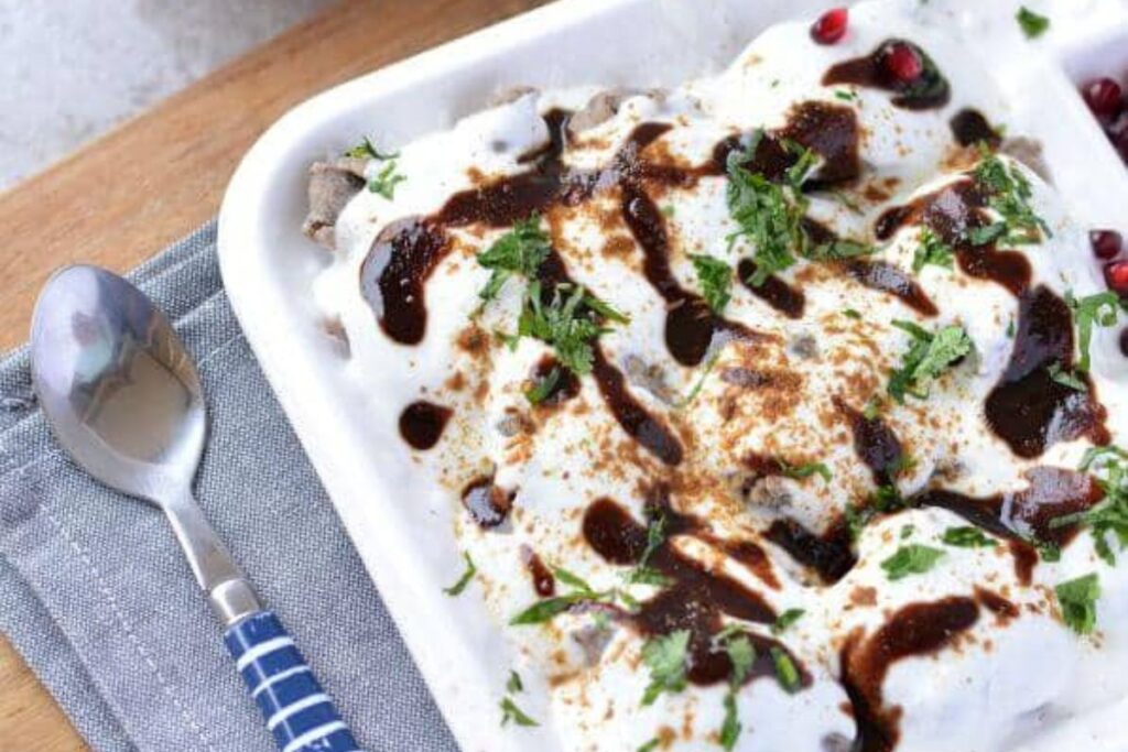 kuttu dahi vada in yogurt sauce